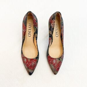 Rylko Stained Glass Round Toe Heels Size Black Size 37.5 842DE086 Mint